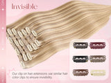 DIYOMO natural black straight PU clip-in hair extensions, 100% human hair with seamless invisible wefts