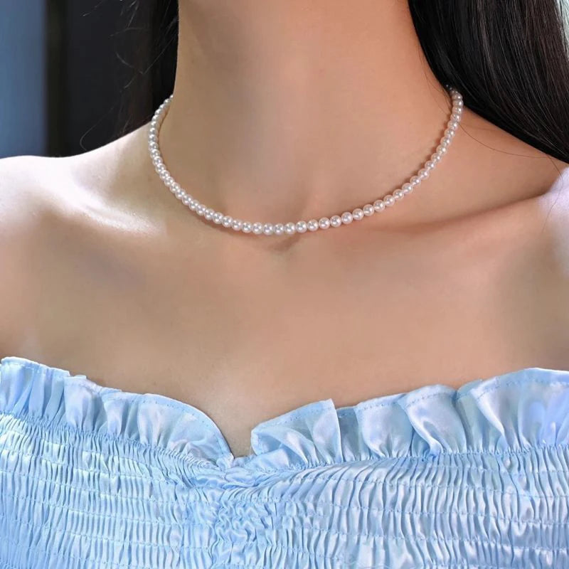 Elegant white pearl choker necklace by HSF Marketplace for women and men