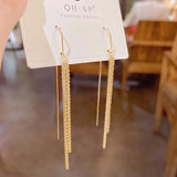 Long tassel dangle earrings for women in trendy Korean style, HSF jewelry design