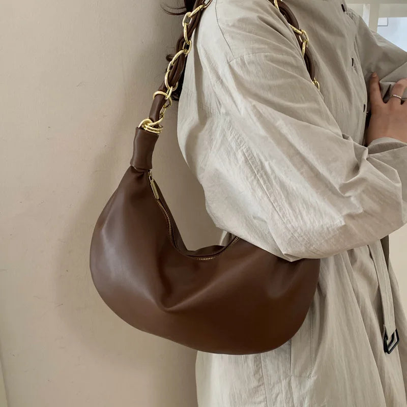 Stylish PU leather hobo shoulder bag for women, HSF Marketplace handbag in a spacious design