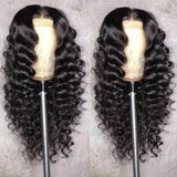 42 Inch 250 Density Deep Wave Human Hair Wigs Curly Brazilian Lace Front Wigs Pre Plucked Natural Black 13X6 Hd Lace Frontal Wig