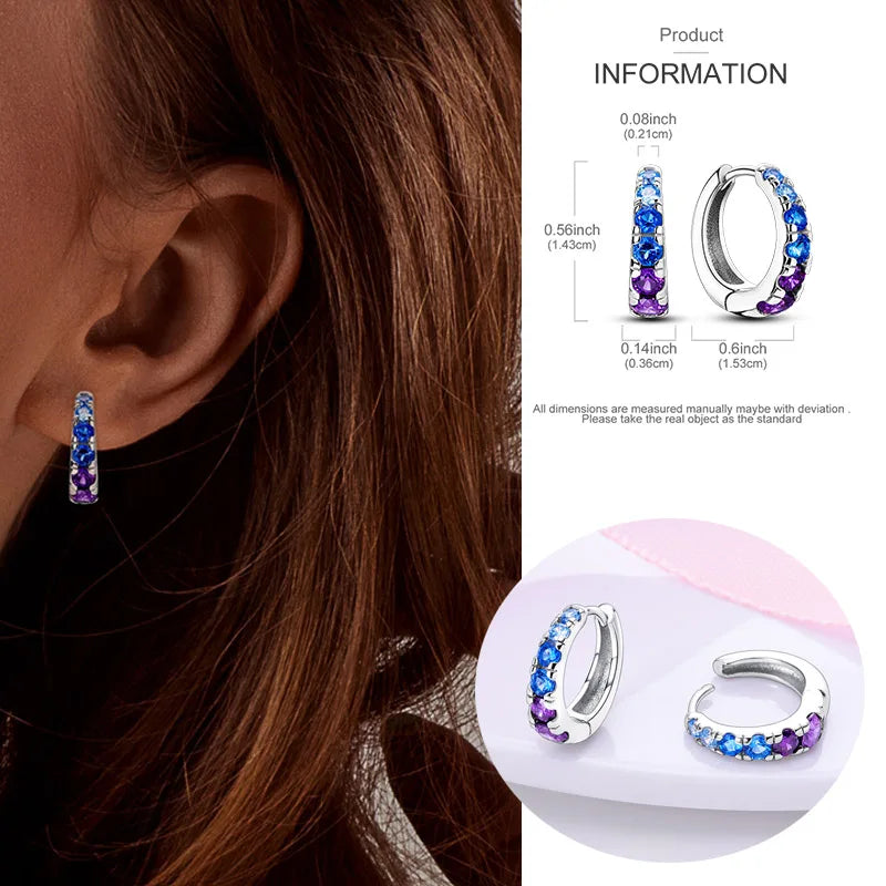 925 sterling silver hoop earrings with blue night sky gemstones, HSF Marketplace jewelry
