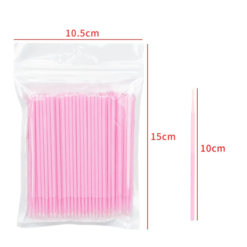 Set of 500/1000 micro brushes for eyelash extensions, crystal swab applicators for lash grafting and removal, HSF Marketplace.
