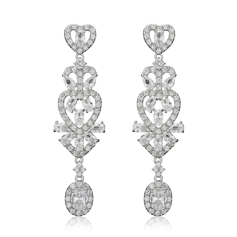 Geometric AAA cubic zirconia dangle earrings for women by HSF Marketplace
