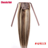 Chocola 16–18 inch Brazilian Remy straight ribbon ponytail clip-in, 100% human hair extension