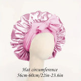 Silk satin adjustable sleeping hair bonnet with tie band, designed for women and men to protect hair during sleep.