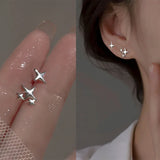 Stainless steel golden double-layer hollow flower hoop earrings for women, vintage floral jewelry by HSF Marketplace