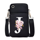 H Sakura alphabet floral print small crossbody handbag for women with mobile phone pocket, stylish messenger purse by HSF Marketplace