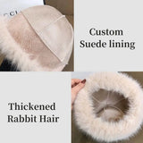 Women's leopard print faux fur fisherman hat, thick winter windproof warm headgear