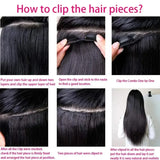Raw unprocessed 100g 7-piece seamless clip-in human hair extensions, #1B natural black straight PU weft