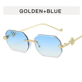 Unisex snake-shaped metal fashion sunglasses with irregular frame, UV protection and sunshades, by HSF Marketplace.