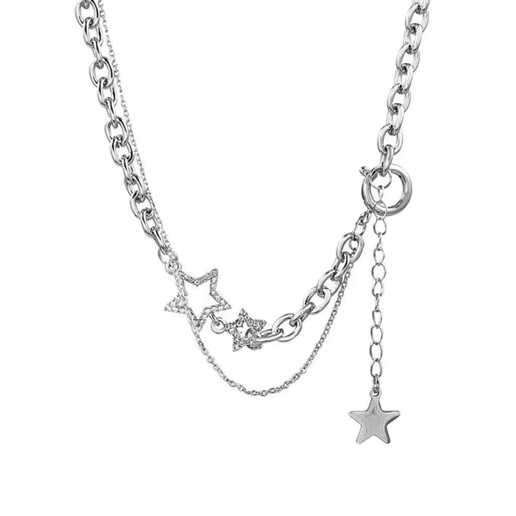 Y2K star zircon pendant necklace for women, sparkling star-shaped jewelry by HSF Marketplace