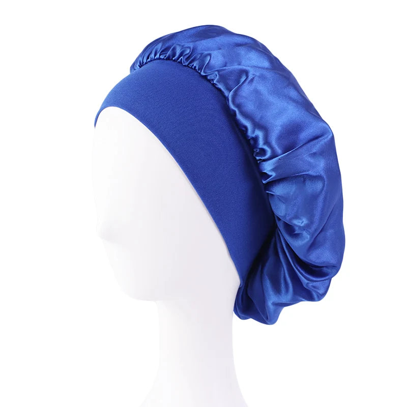 Satin wide brim nightcap with elastic band for comfortable sleep by HSF Marketplace