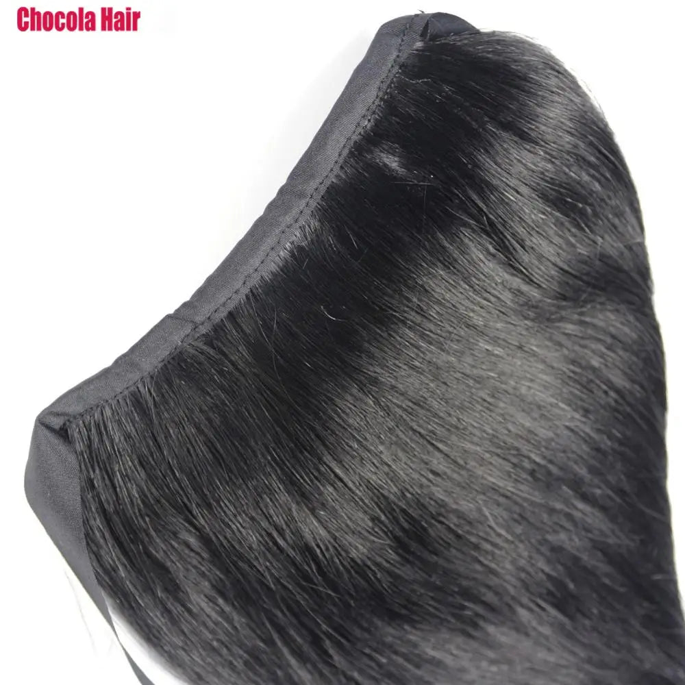 Chocola 16-18 inch 60g Brazilian Remy human hair straight ribbon ponytail clip-in extension