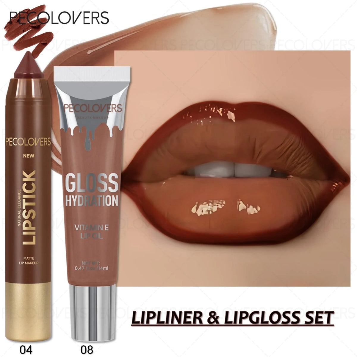 2-piece lip liner and gloss duo with smooth, hydrating texture and vivid color by HSF Marketplace