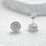 Moissanite stud earrings for women in sterling silver, elegant jewelry design