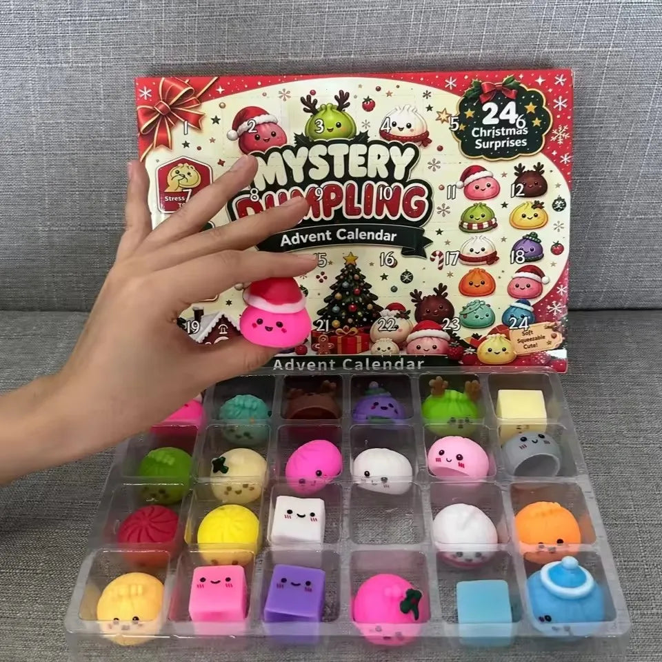 24-piece dumpling squishy mystery blind bag advent calendar sensory fidget toy set by HSF Marketplace