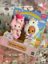 Sylvanian Families anime Christmas set with robot unicorn figures and festive party doll outfits