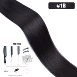 Kiikiigirl PU clip-in hair extensions, 100% Remy human hair seamless weft for women