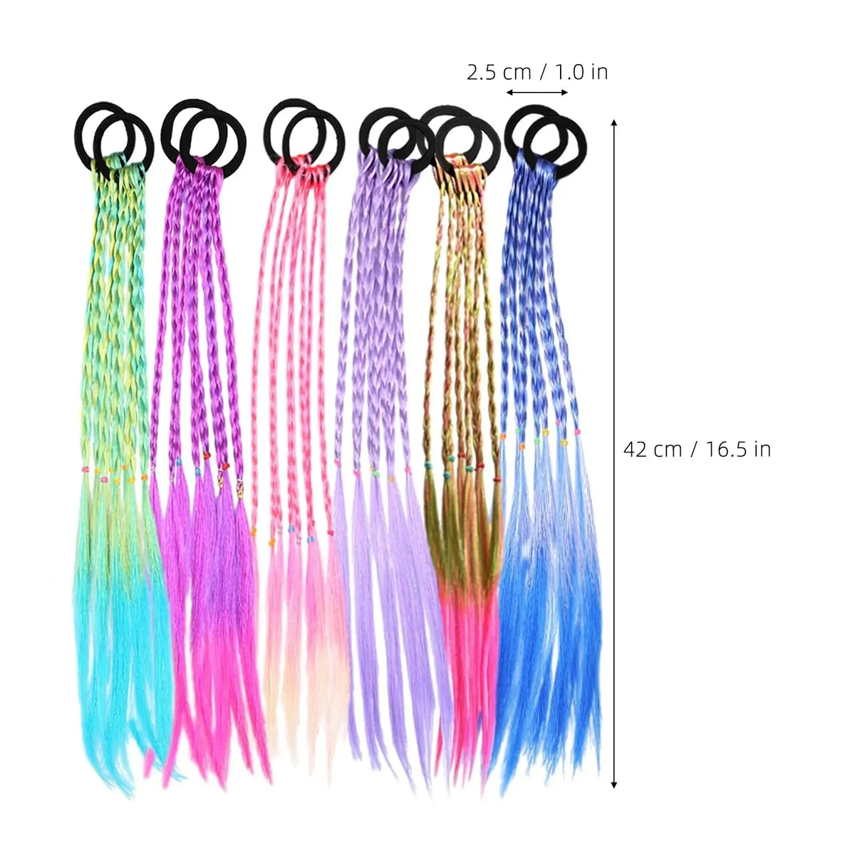 12pcs Ponytail Hair Extensions Synthetic Fibers Braided Hairpieces with Elastic Band for Women Girls Cosplay