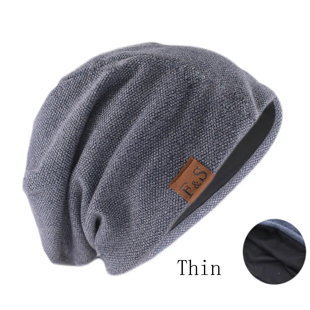 Unisex autumn knitted bonnet beanie hat, solid color soft turban style for women and men