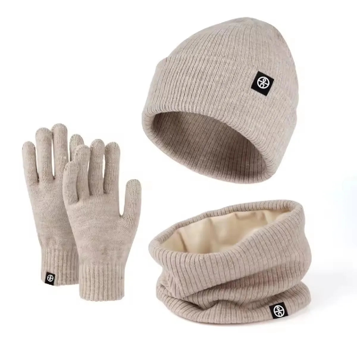 Unisex winter warm hat, gloves and scarf set in soft cashmere knit by HSF Marketplace