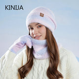 Women's winter cap, gloves and scarf set with fleece lining by HSF Marketplace