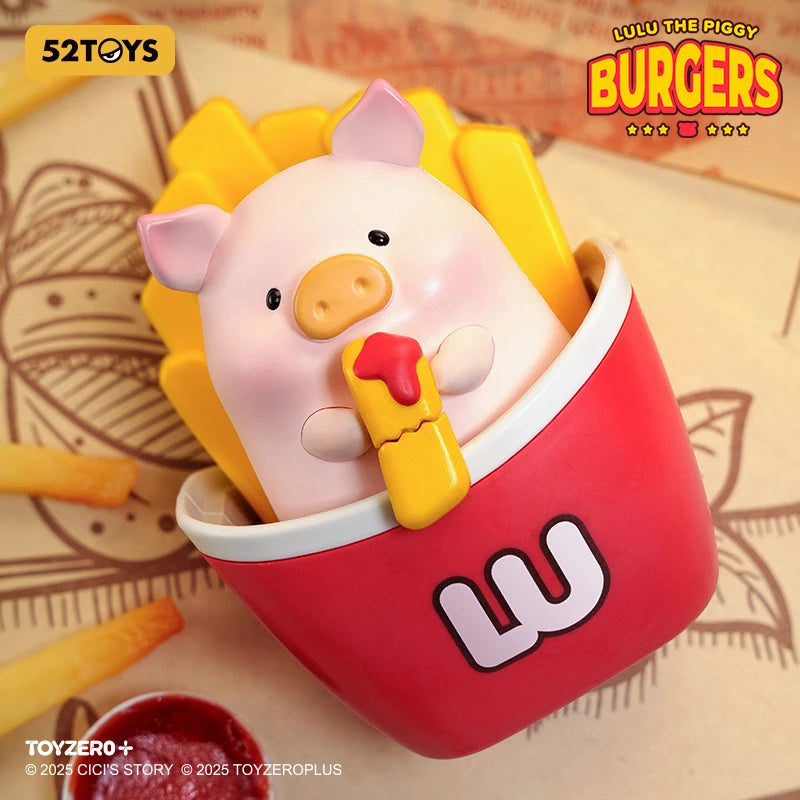 52TOYS LuLu the Piggy Burger Express movable action figure collectible desktop decoration plush toy
