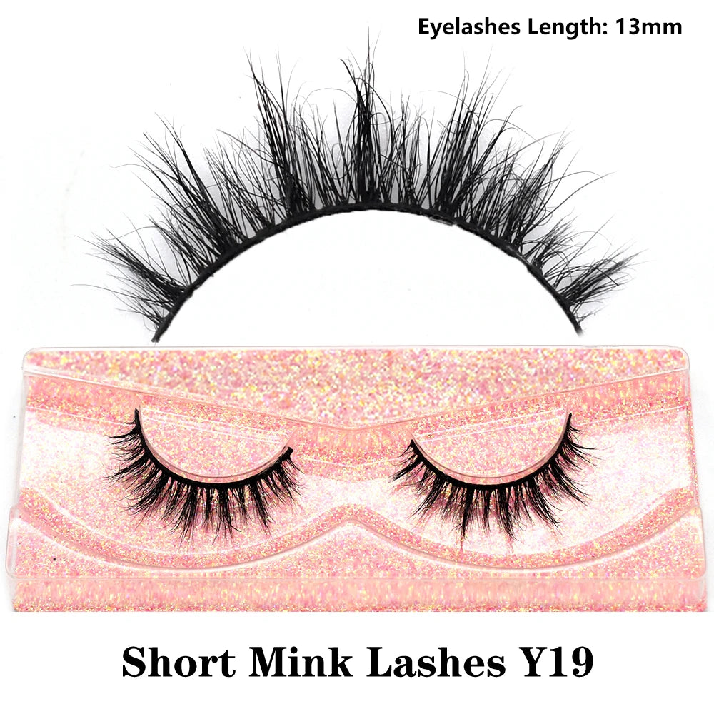 3D Real Mink false eyelashes by HSF Marketplace, fluffy wispy short clusters in a tray