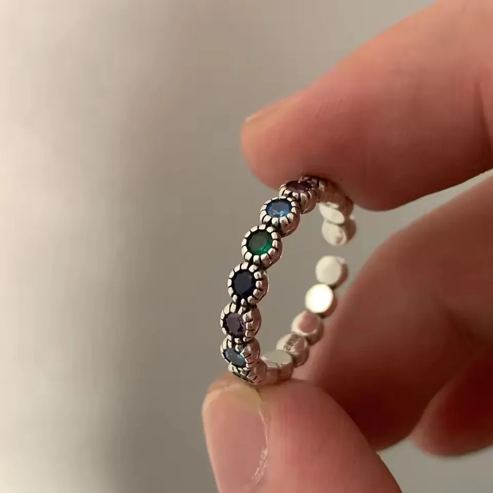 PANJBJ 925 Sterling Silve Topaz Ring for Women Gift Lace Hollowing Out Flower Wide Versatile Grace Vintage Jewelry Dropshipping