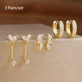 3 pairs of zircon little huggies hoop earrings in stainless steel, including unique cartilage piercing jewelry set