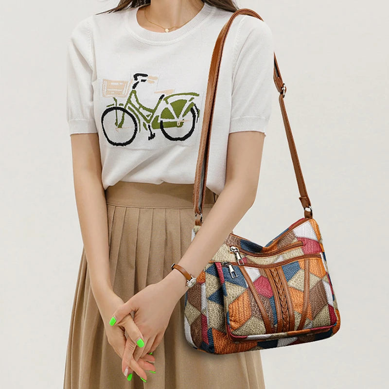 Women's vintage crossbody handbag by HSF Marketplace with multiple pockets and a retro, all-match design for daily use.
