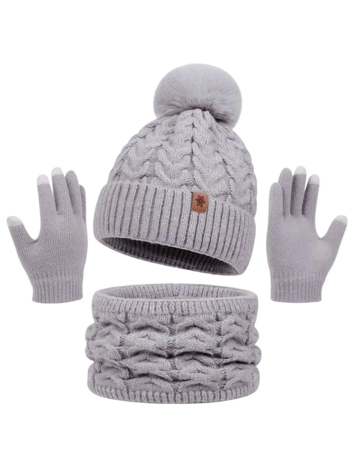 Women’s warm knitted 3-piece winter set with hat, neck warmer, and gloves by HSF Marketplace