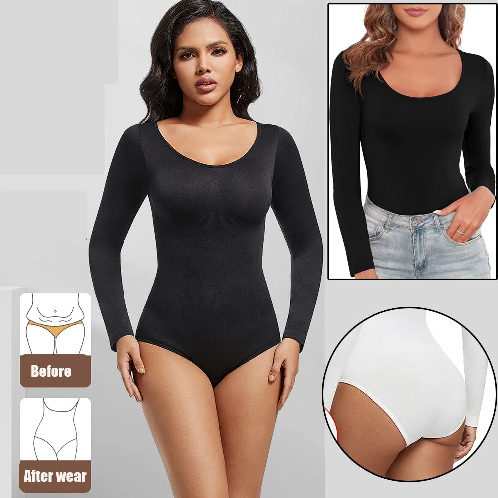 Women's body shapewear bodysuit with tummy control, hook crotch closure, and abdomen support by HSF Marketplace