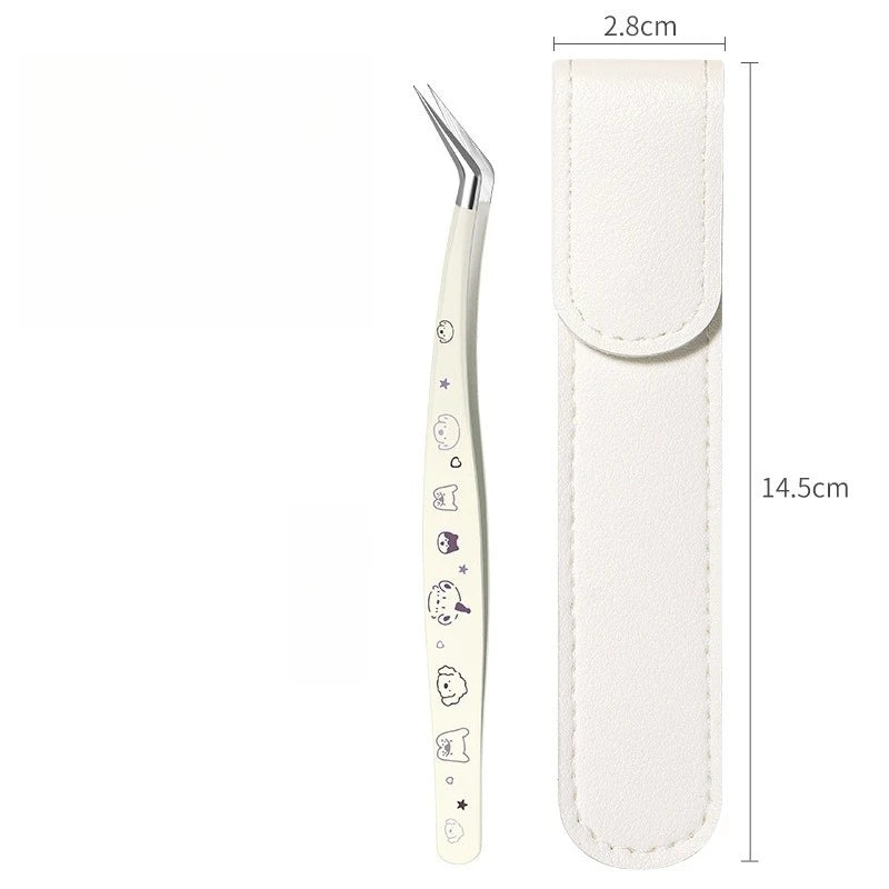 High precision stainless steel eyelash tweezer with leather case, HSF Marketplace Sticker Therapy tool