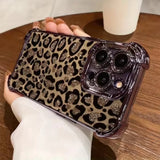 Golden leopard print shockproof phone case for iPhone 11 to 18 Pro Max by HSF Marketplace