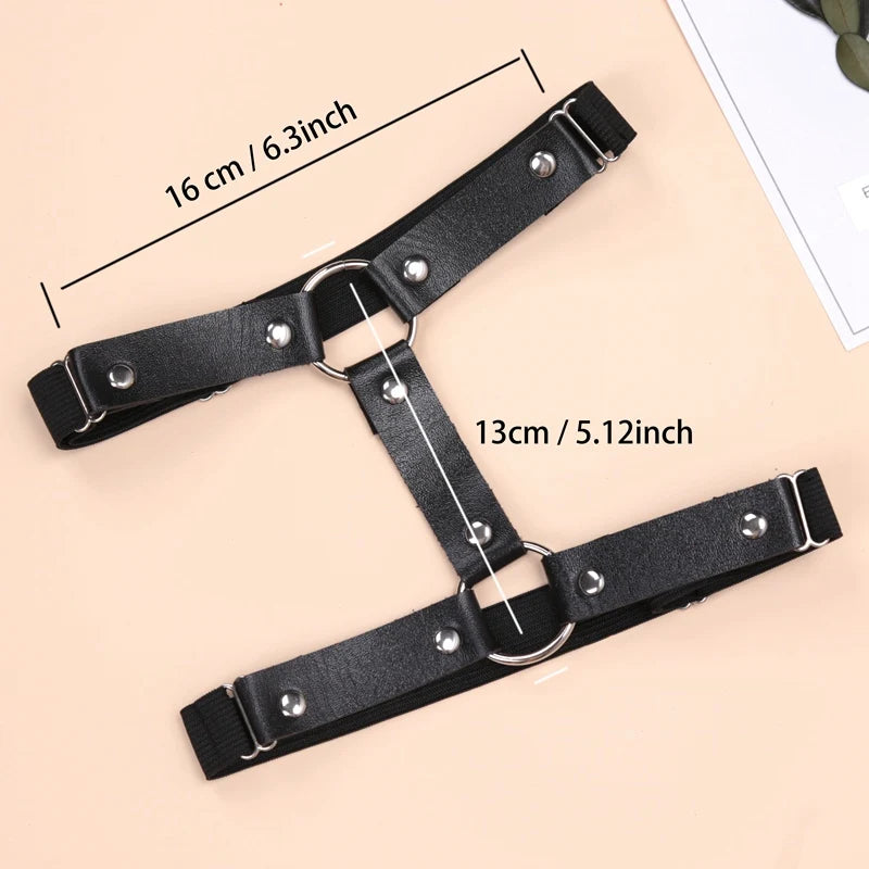 HSF elastic garter belt leg decoration harness in black, styled as gothic bondage lingerie accessory