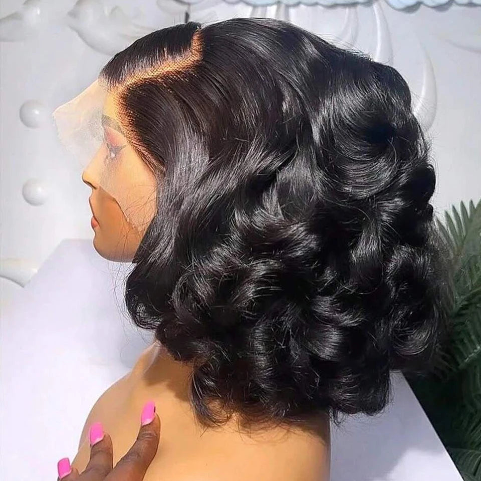 12A Double Drawn Human Hair Bouncy Wave 13x4 Lace Front Wigs 250 Density Vietnamese Hair Wear and Go Glueless Curly Wig