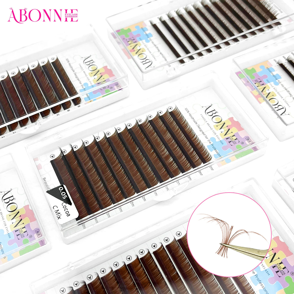 Abonnie LB Lashes Brown Classic Eyelash Extensions Russian Volume Lashes Fluffy Eyelash for Anime Eyelashes