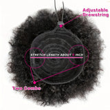 8-inch Afro kinky curly Brazilian human hair drawstring bun ponytail extension for women