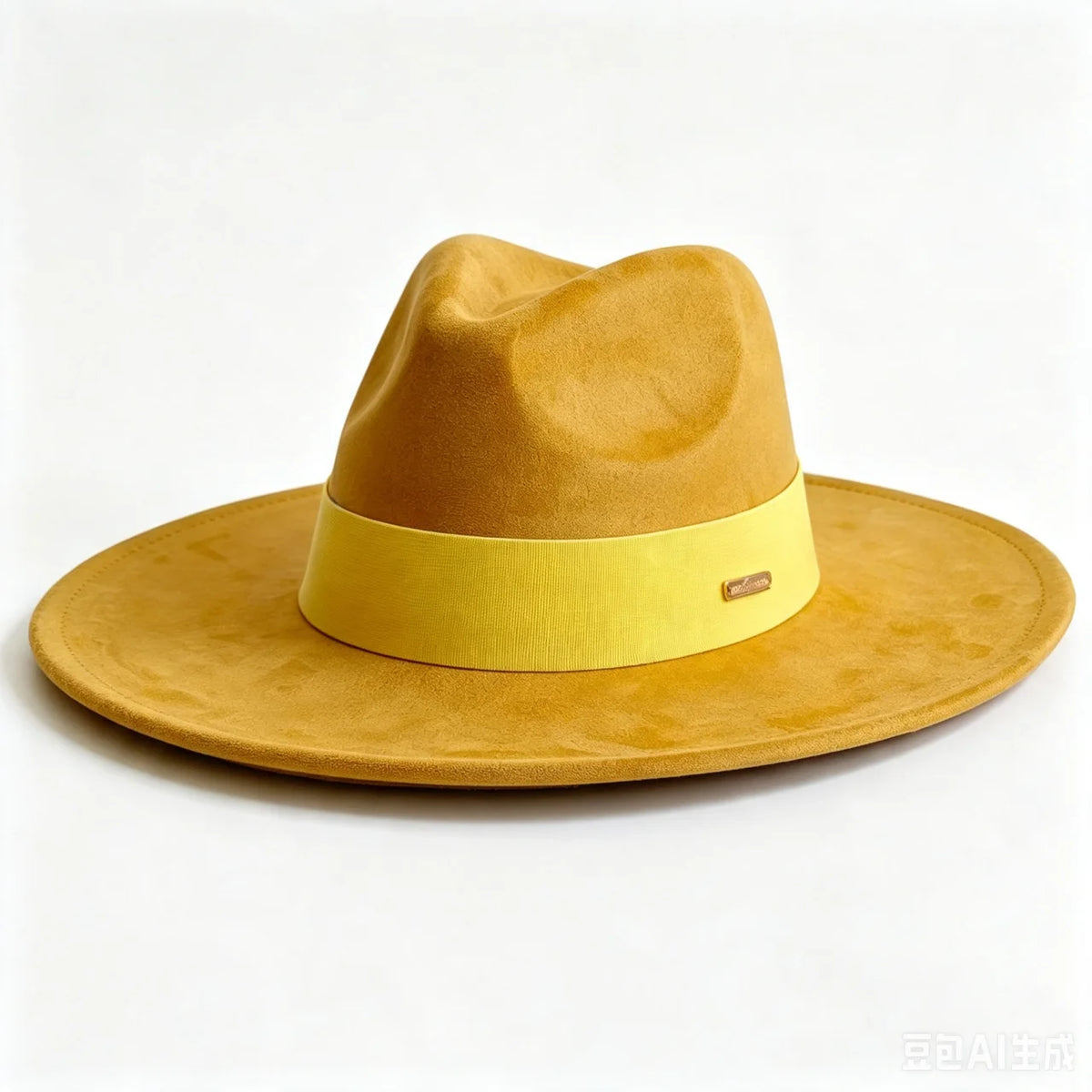 Women's HSF Marketplace suede wide-brim fedora hat in classic felt style for autumn and winter outfits