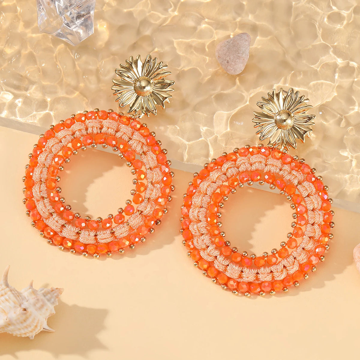 Colorful handmade water drop shape earrings for women by HSF Marketplace