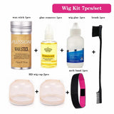 7pcs Wig Installation Kit Set Hd Wig Caps Lace Wig Glue And Remover Melt Band For Lace Frontal Wax Stick With Edge Brush