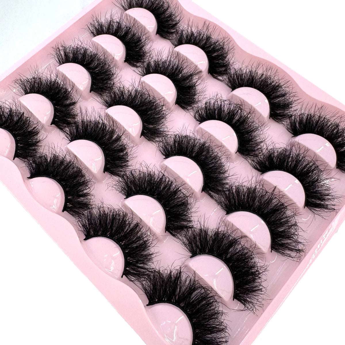 10 pairs of HSF Marketplace 3D faux mink lashes with wispy, fluffy design, 25mm length, dramatic cat eye style for bold volume.