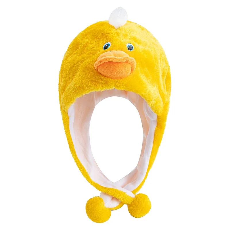 Women's plush 3D animal style winter hat, funny couple cap with mischievous design by HSF Marketplace