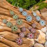 Vintage HSF Marketplace dangle earrings for women with geometric boho design