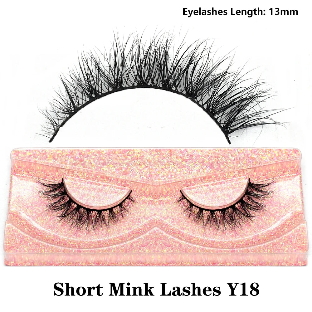 3D Mink Half Eye Lashes Natural Lightweight Short Fake Eyelashes Soft Fluffy Clear Band Strip Mink Lashes Extension