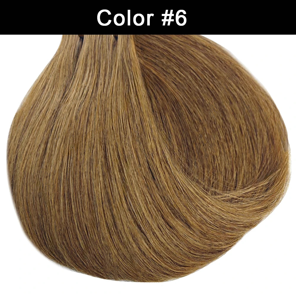 #4/27 Brazilian human hair clip-in extensions, straight natural-color highlight, 16–26 inches