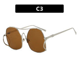 Y2K oversized bold sunglasses for women with UV400 protection, metal frame, vintage aesthetic, streetwear fashion trend