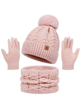 HSF Marketplace women's warm knitted 3-piece winter set with hat, neck warmer, and gloves